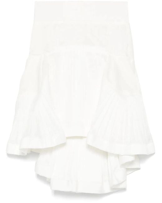Sacai White Pleated Mini Skirt