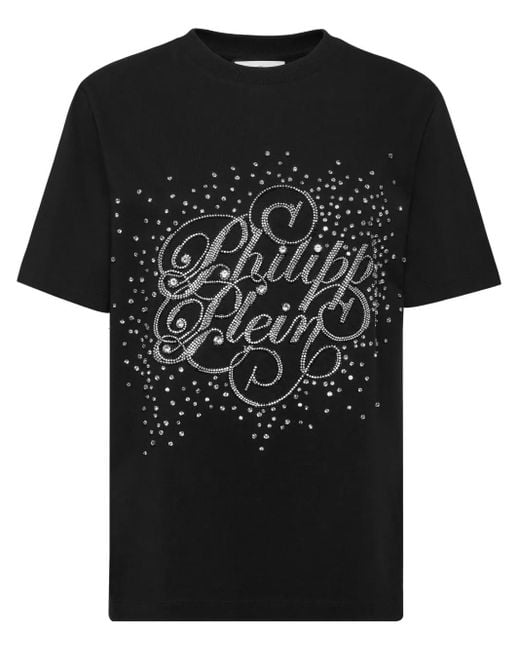 Philipp Plein Black Crystal-Embellished T-Shirt