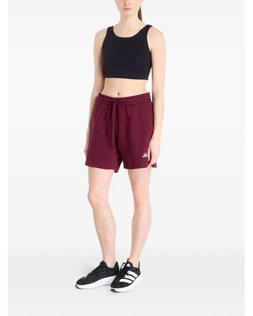Adidas Red Studio Fleece Drawstring Shorts