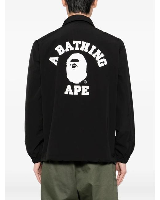 A Bathing Ape Black Logo Printed Jacket for men