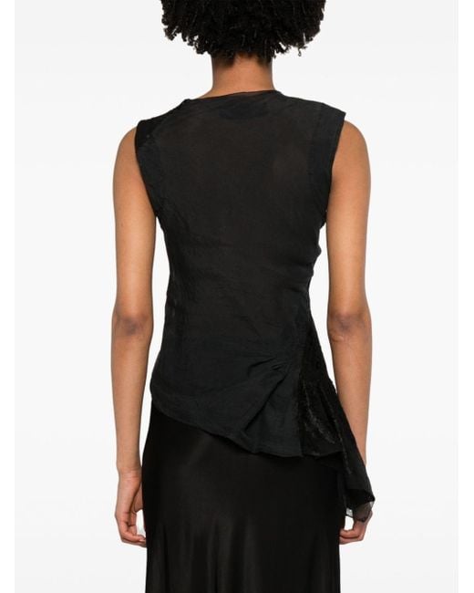 Blusa smanicata patchwork di Marc Le Bihan in Black