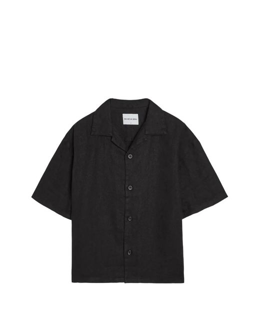 MKI Miyuki-Zoku Black Linen Camp-Collar Shirt for men