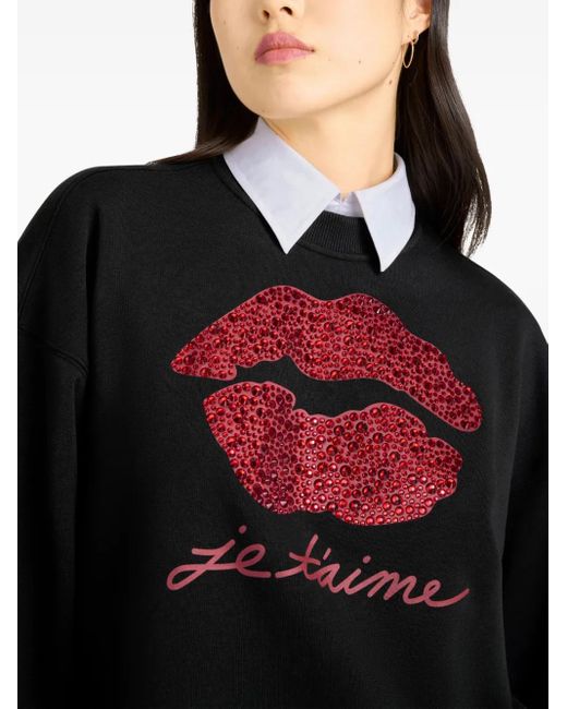 Sudadera Justina con detalles de cristal Cinq À Sept de color Black