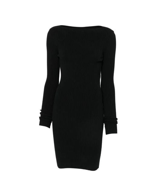 Rick Owens Black Cut-Out Ribbed Mini Dress