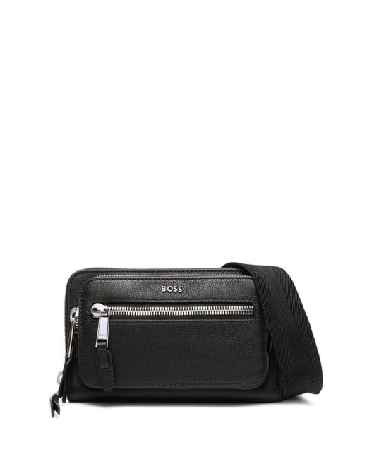 BOSS by HUGO BOSS Highway Leather Messenger Bag in Black for Men | Lyst