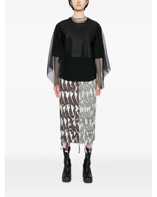 JNBY White Fringed-Edge Midi Skirt