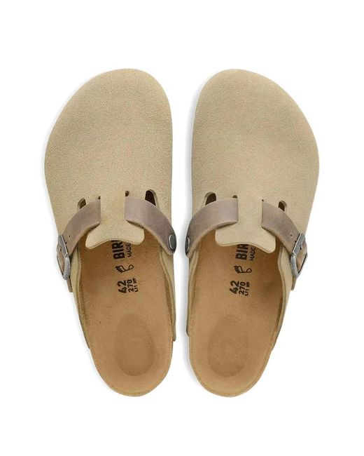 Birkenstock White Boston Buckle-Fastening Mules for men