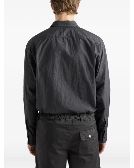 Prada Gray Logo-Patch Pocket Shirt for men