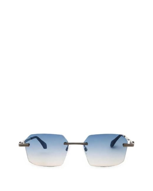 Palm Angels Blue Geometric Rimless Sunglasses