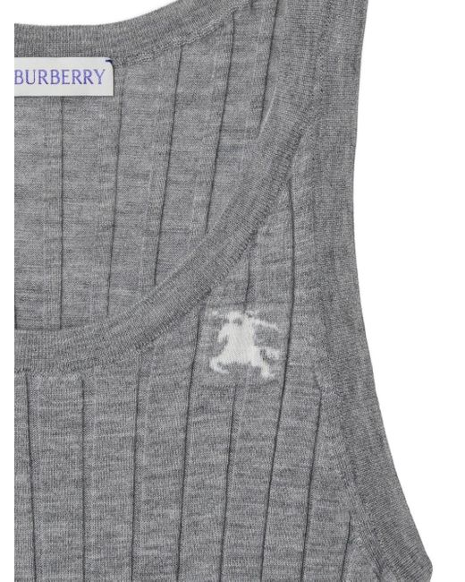 Burberry Gray EKD Kaschmirtop mit Intarsien-Logo
