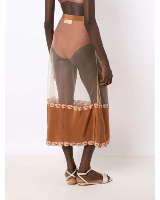 Jupe transparente à taille haute Adriana Degreas en coloris Brown