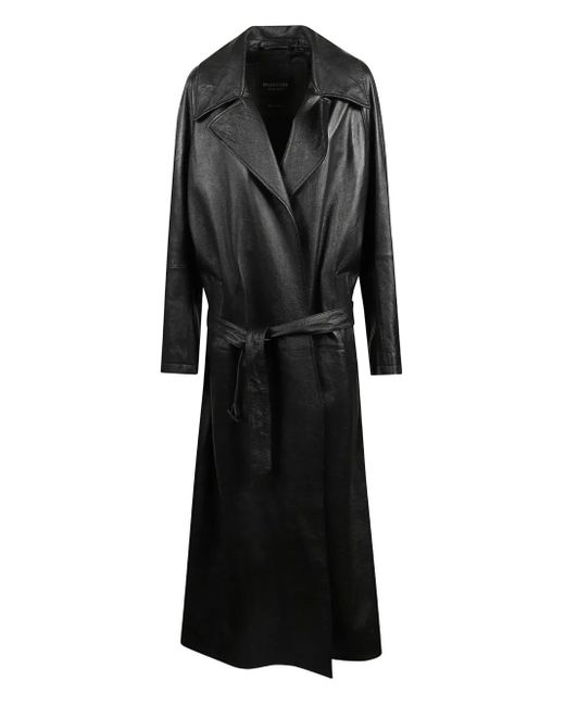 Balenciaga Black Belted Lambskin Coat