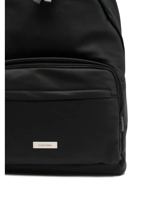 Calvin Klein Black Logo-Plaque Backpack for men