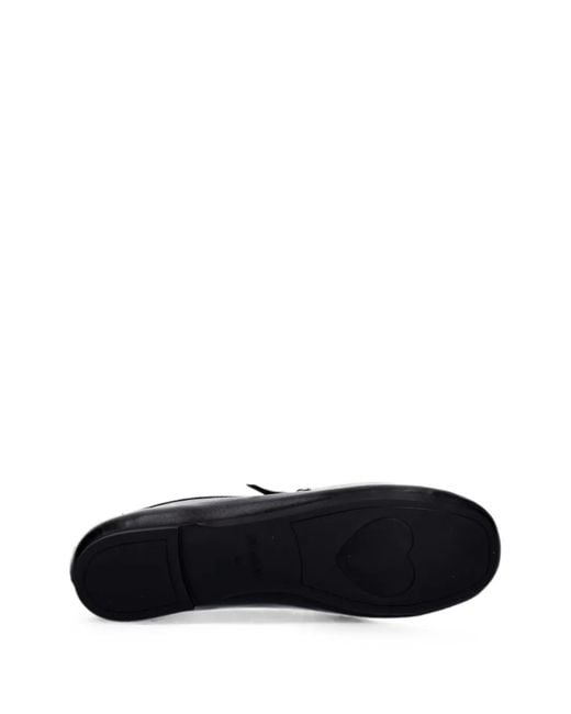 Love Moschino Black Heart-Motif Crossover-Strap Ballet Flats
