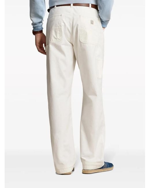 Polo Ralph Lauren White Mid-Rise Straight-Leg Trousers for men