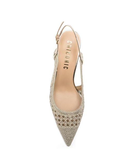 Chiconic White Perforated Slingback Pumps
