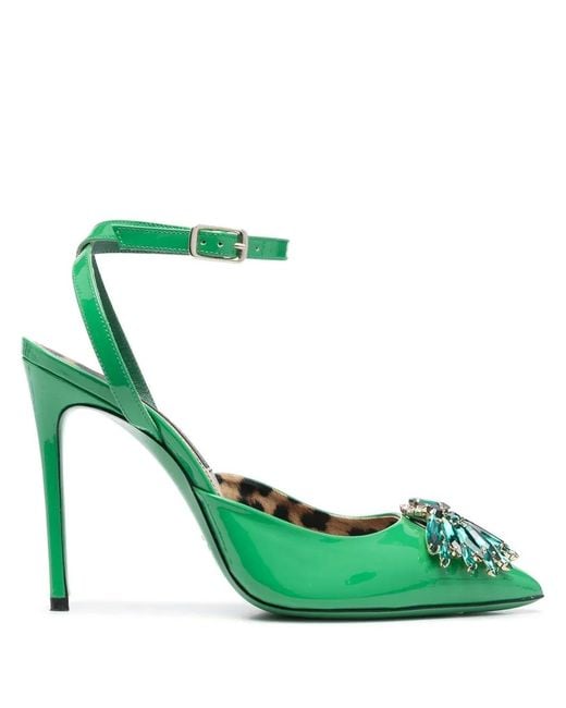 Philipp Plein Green Vernice 110Mm Crystal-Embellished Pumps