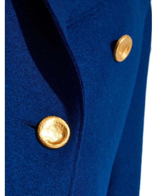 Harris Wharf London Blue Double-Breasted Wool Coat
