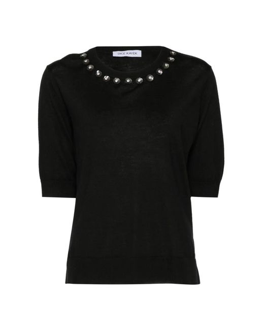 Dice Kayek Black Sequin-Embellished Wool Top