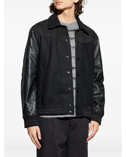AllSaints Black Endleton Leather Panelled Jacket for men