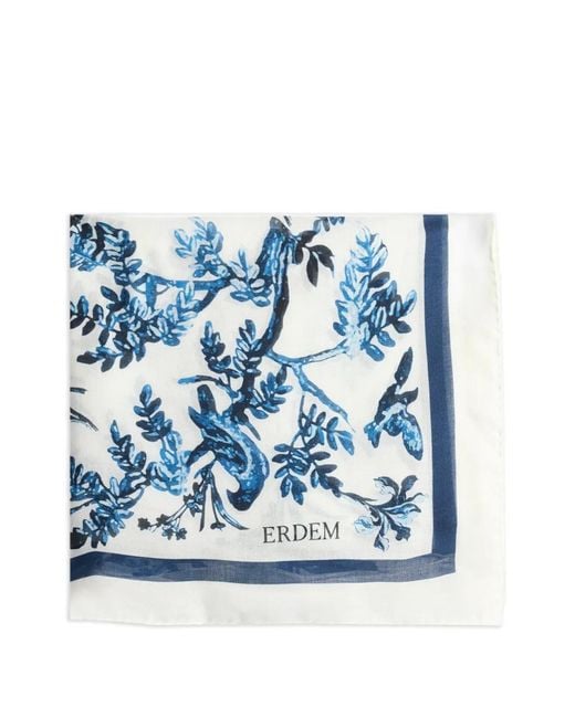 Erdem Blue Tattoo Toile De Jouy Scarf