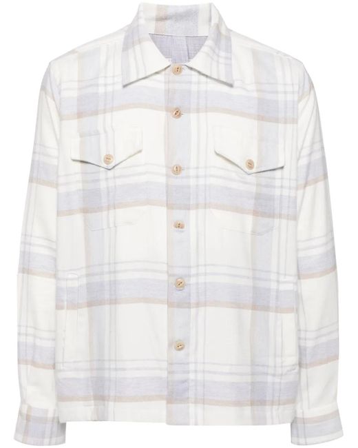 Eleventy White Checked Cotton Shirt for men