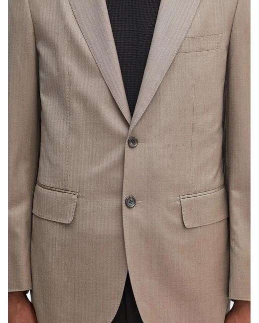 Wacko Maria Natural Herringbone Buttoned Blazer for men