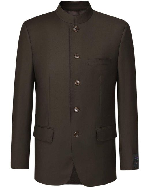 Shanghai Tang Black Stand Up-collar Wool Blazer for men