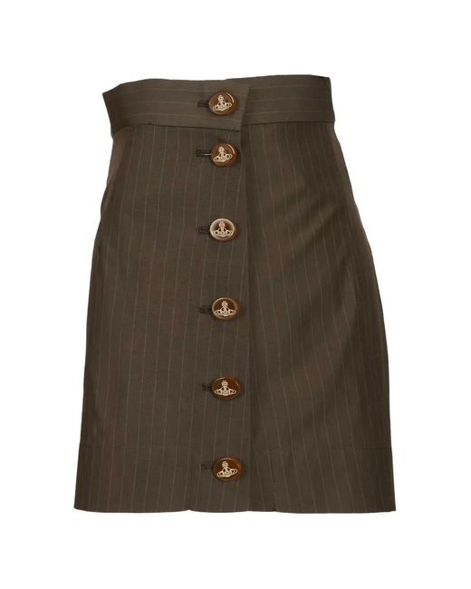 Vivienne Westwood Brown Elle Button Pinstripe Shorts