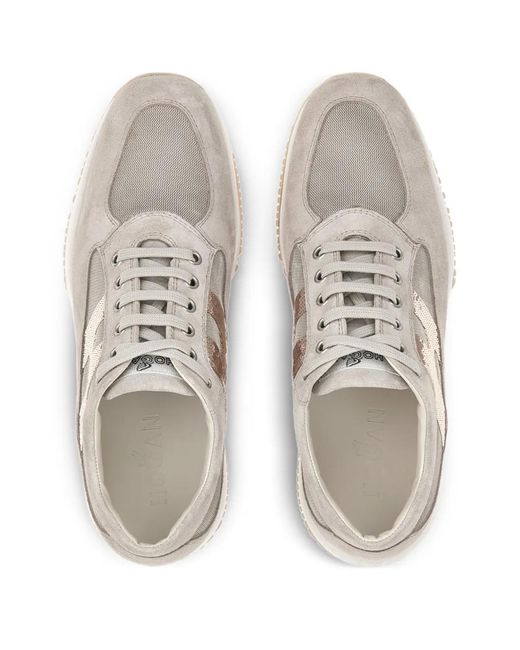 Hogan White Interactive Sneakers Mit Pailletten
