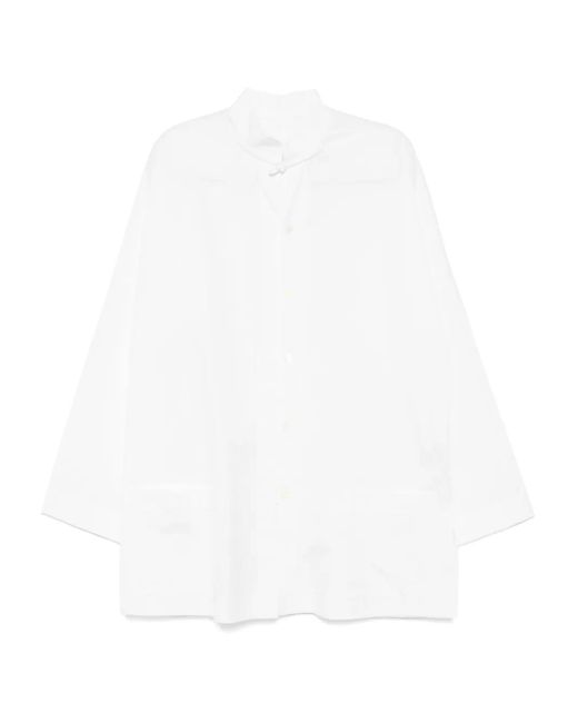 Yohji Yamamoto White Stand-Up Collar Shirt for men