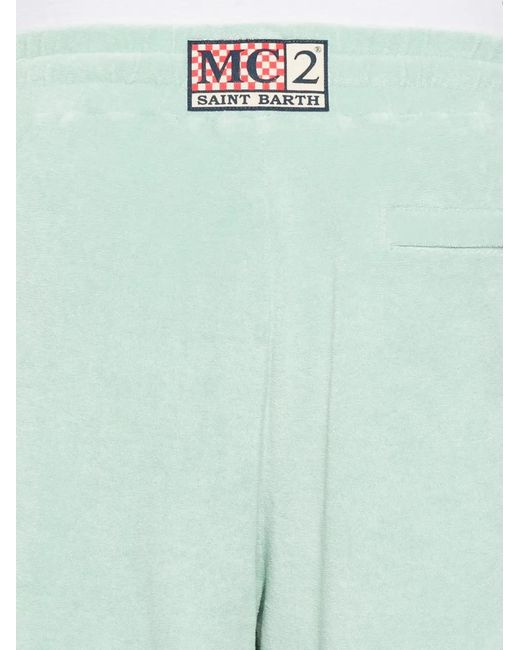 Mc2 Saint Barth Green Randle Sponge Terry-Cloth Drawstring Shorts for men
