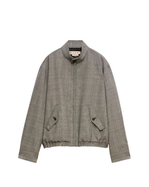 Marni Gray Check-Pattern Virgin Wool Jacket for men