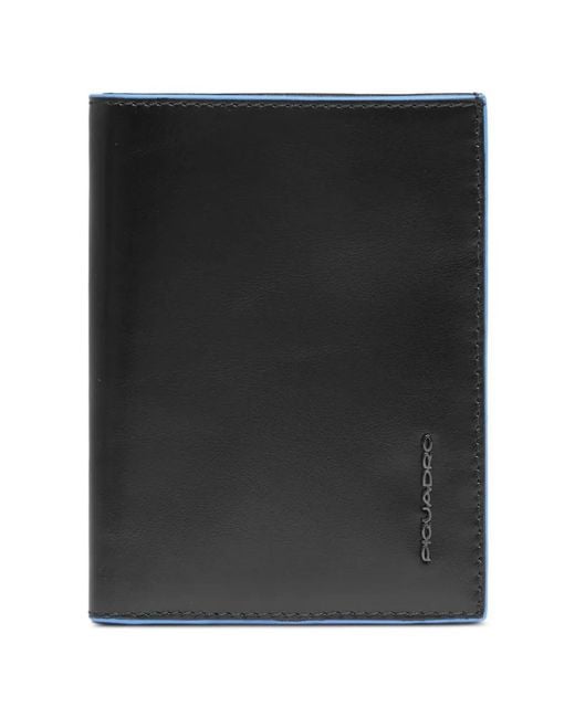 Piquadro Black Logo-Lettering Contrast-Trim Wallet