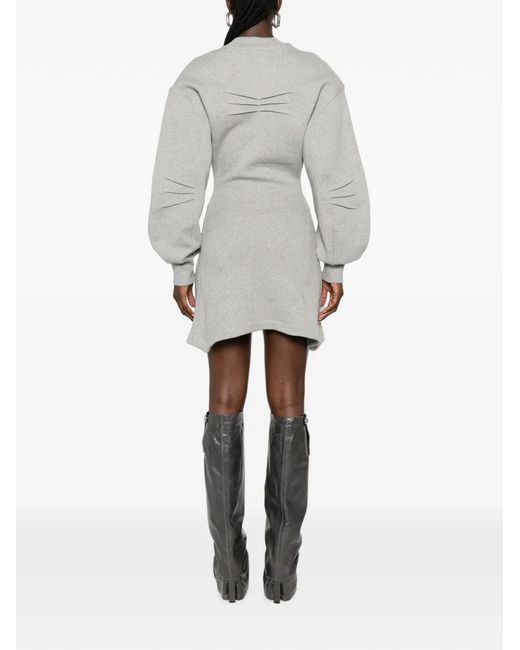 The Attico Gray Cut-Out Balloon-Sleeve Mini Dress