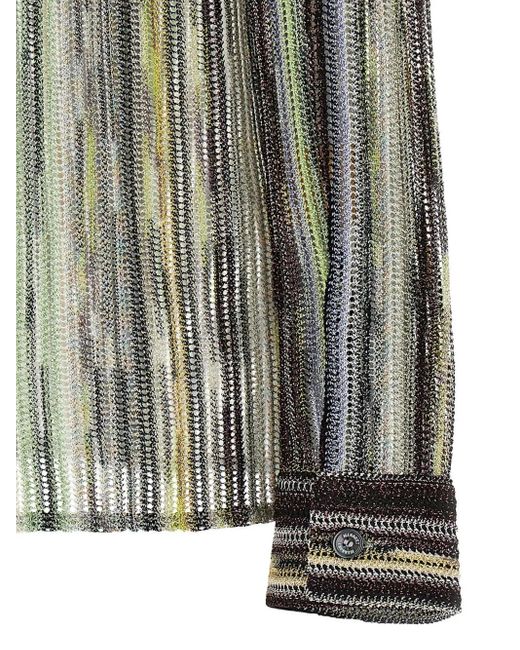 Missoni Green Striped Lamé Shirt