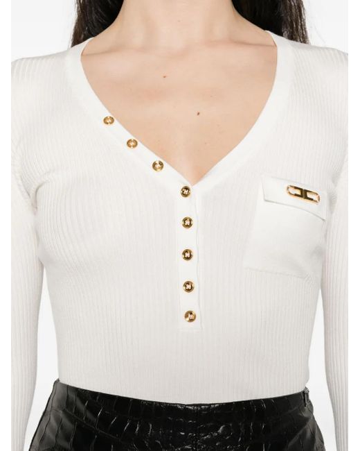 Elisabetta Franchi ボタンディテール トップ White