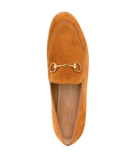 Gucci Brown Orange Jordaan Suede Loafers - Women's - Calf Leather/calf Suede