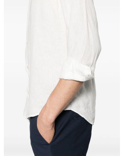 Drumohr White Classic-collar Linen Shirt for men