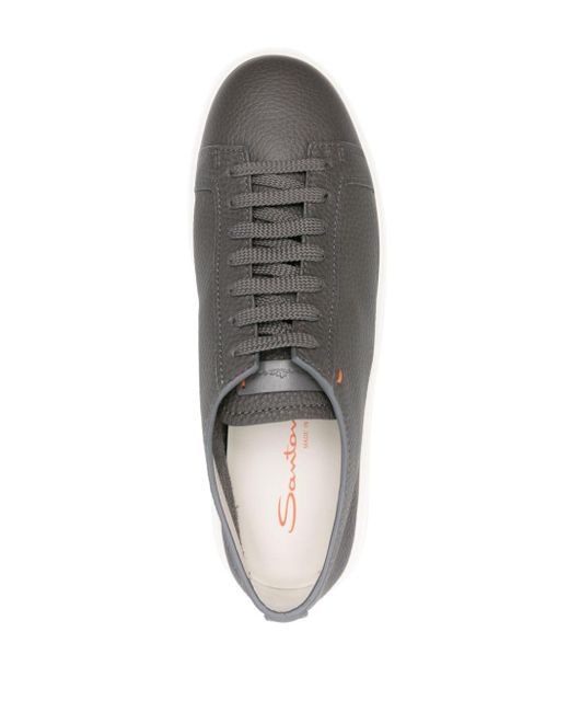 Santoni Gray Leather Flatform Sneakers for men