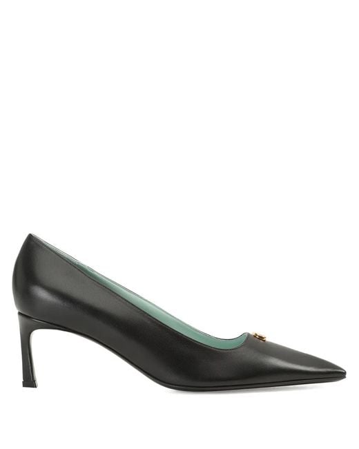 Sergio Rossi Black Surge Logo-Plaque Pumps