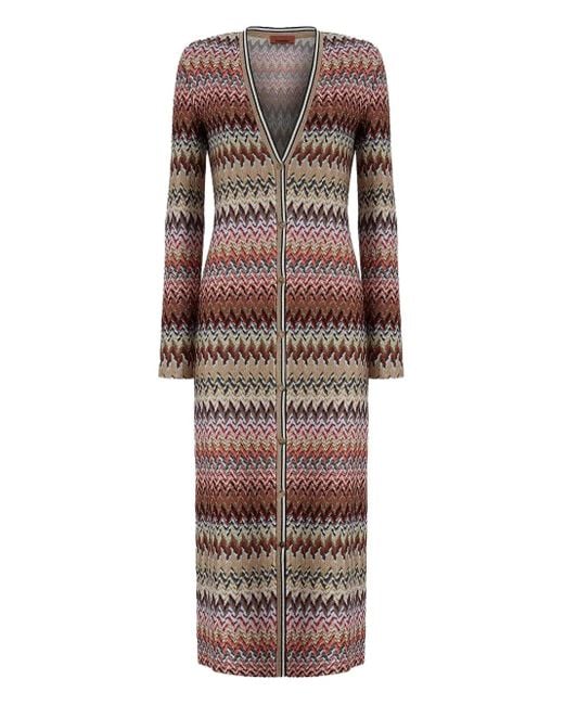Missoni Red Chevron-pattern Button-front Cardigan
