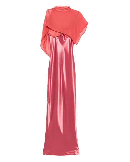 Paris Georgia Red Suki Satin Cape Dress