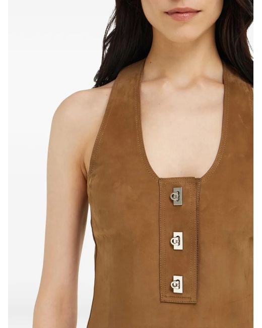 Ferragamo Natural Racer Back Dress With Hug Buckle Detail
