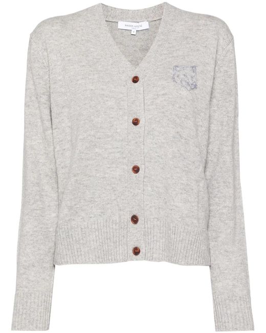 Maison Kitsuné Vest Met Geborduurde Vossenkop in het Blue