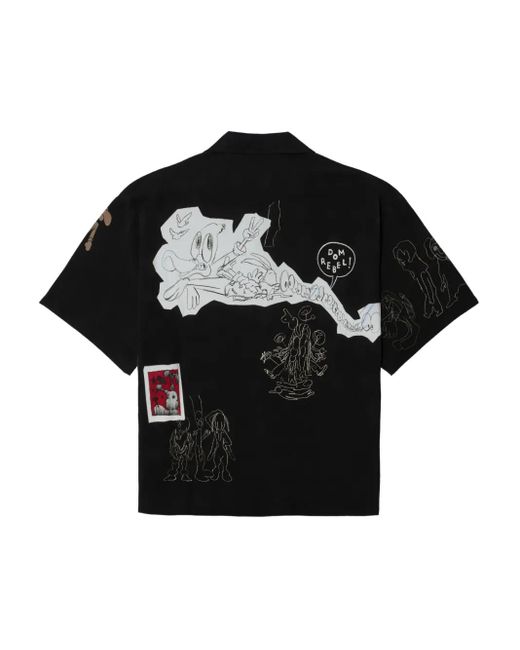 Camisa con cuello cubano DOMREBEL de hombre de color Black