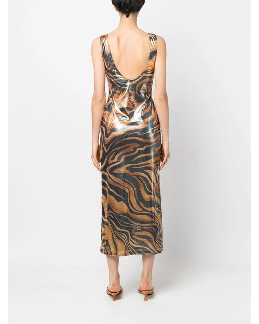 Alberta Ferretti Metallic Swirl Print Dress