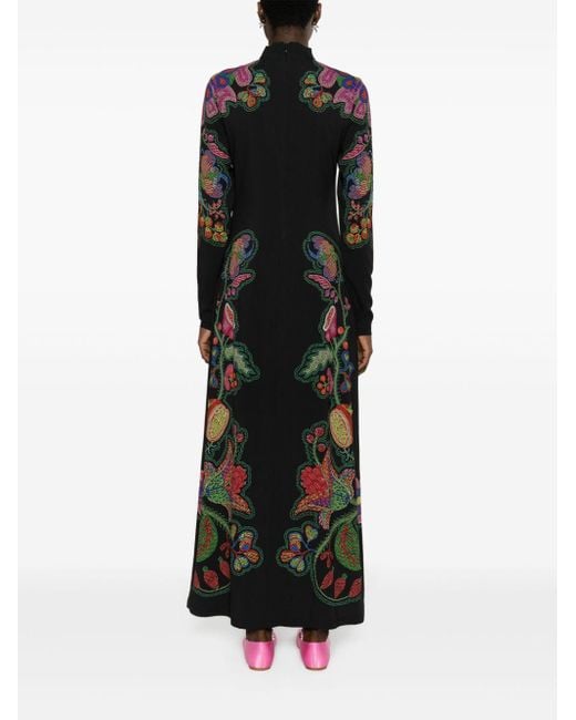 LaDoubleJ Black Halle Floral-print Jersey Maxi Dress