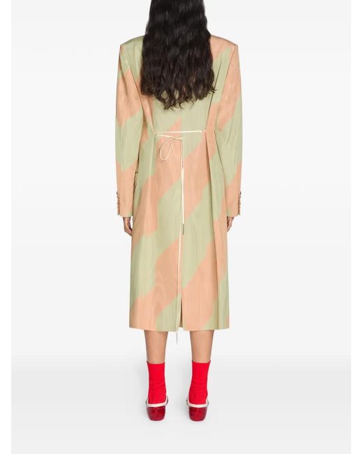 Dries Van Noten White Double-Breasted Chevron Coat