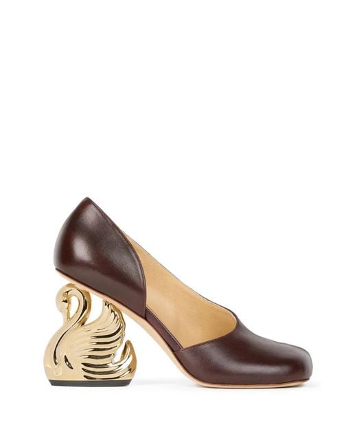 A.W.A.K.E. MODE Brown Vesper Swan-Heel Pumps